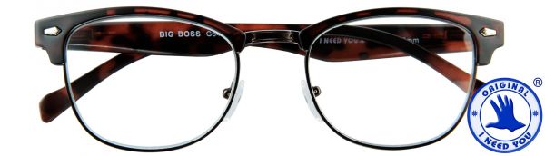 Leesbril Big Boss - Bruin mat met veer - Inclusief een chique bijpassende etui in lederen look